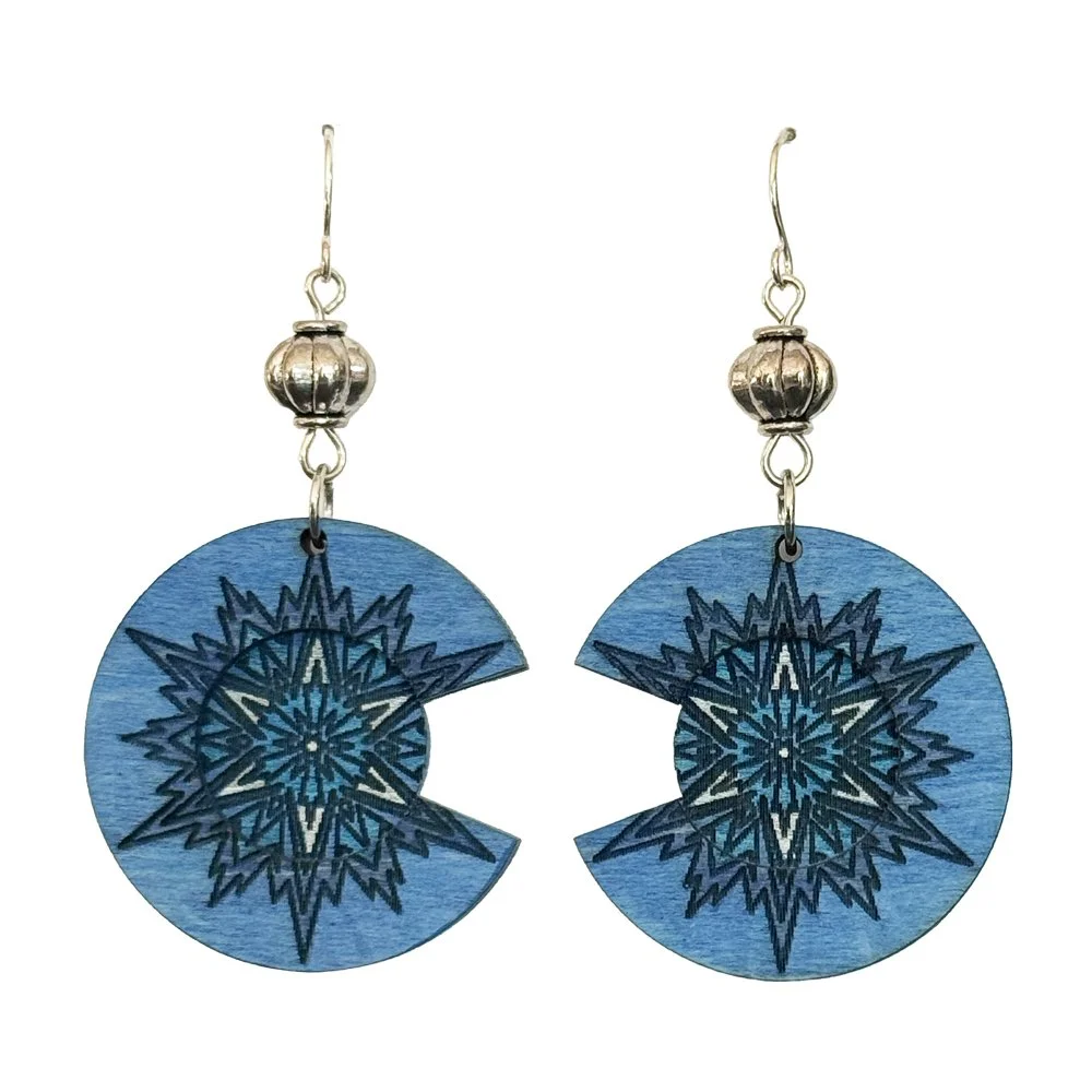 Silver Star Snowflake Earrings