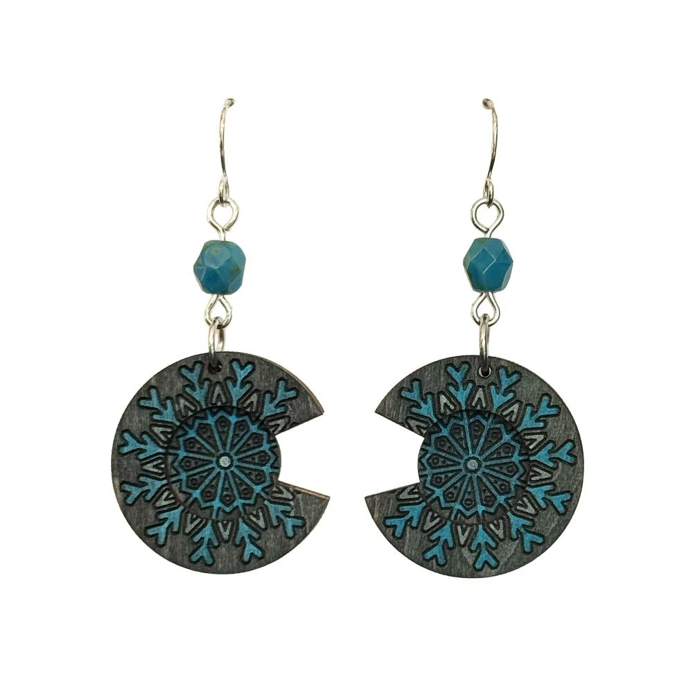 Teal Frost Snowflake Earrings