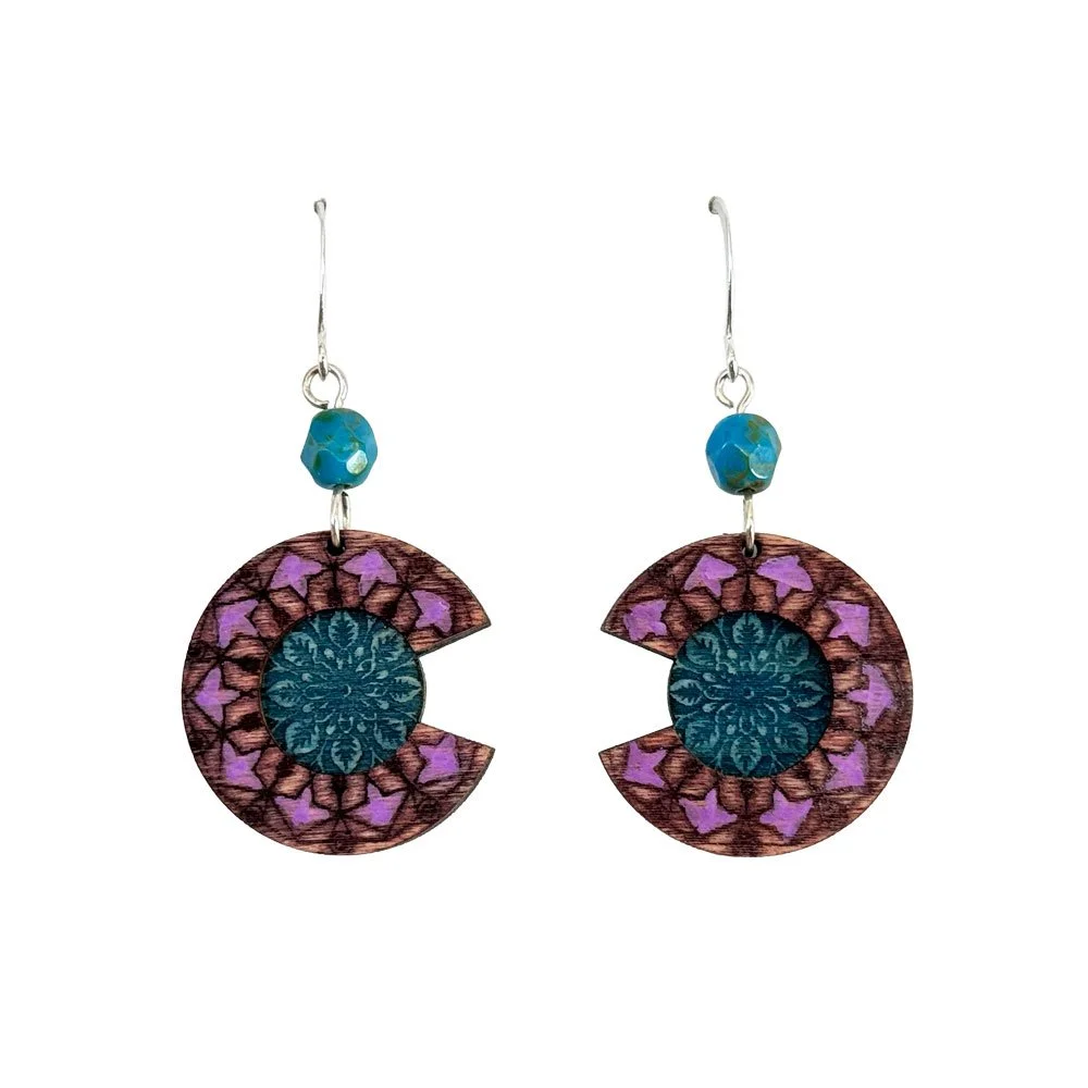 Purple and Teal Mandala  Earrings