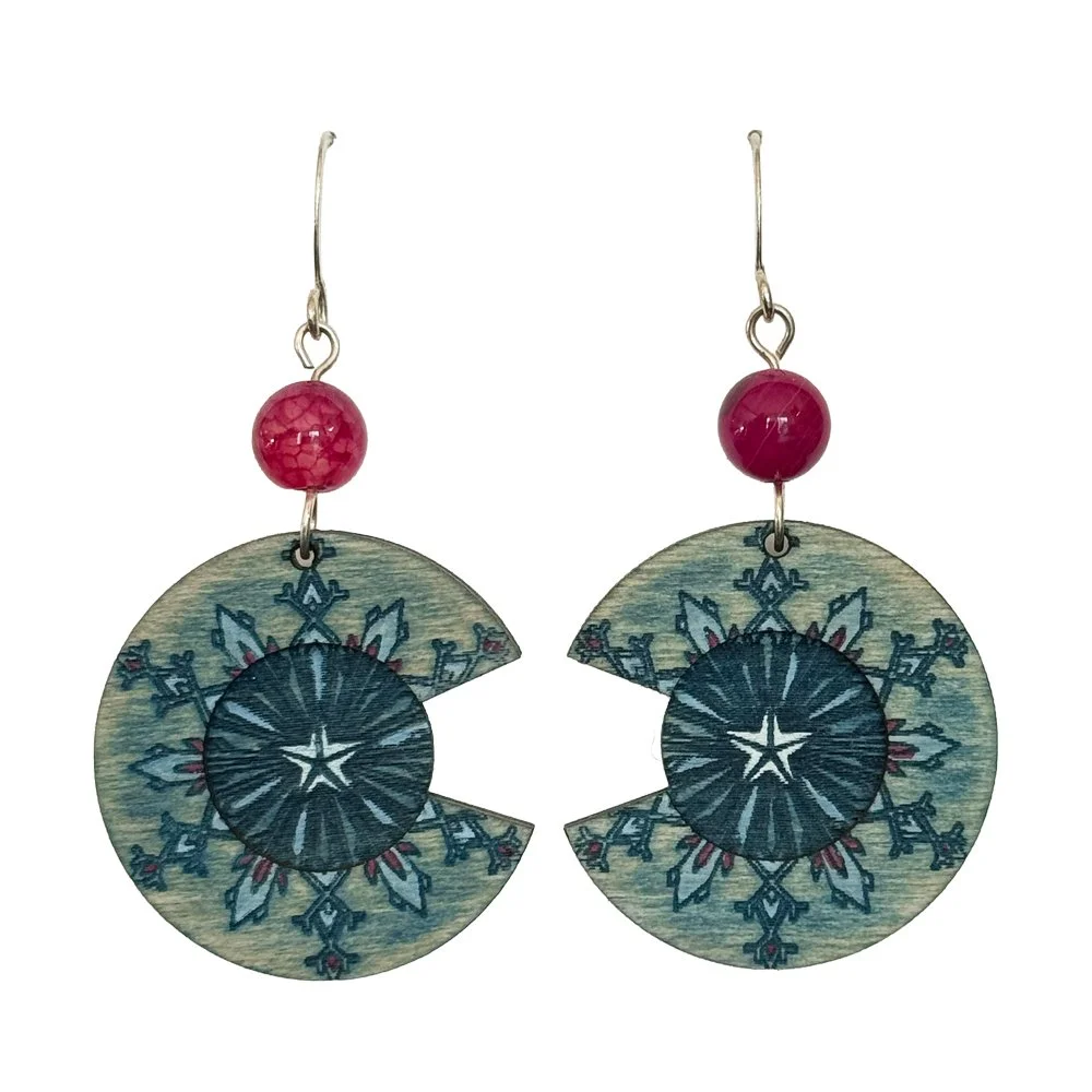 Rustic Berry Snowflake Earrings