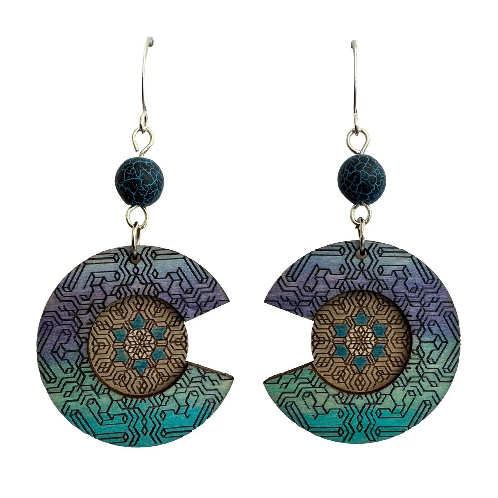 Frosted Agate Sacred Geometry Earrings