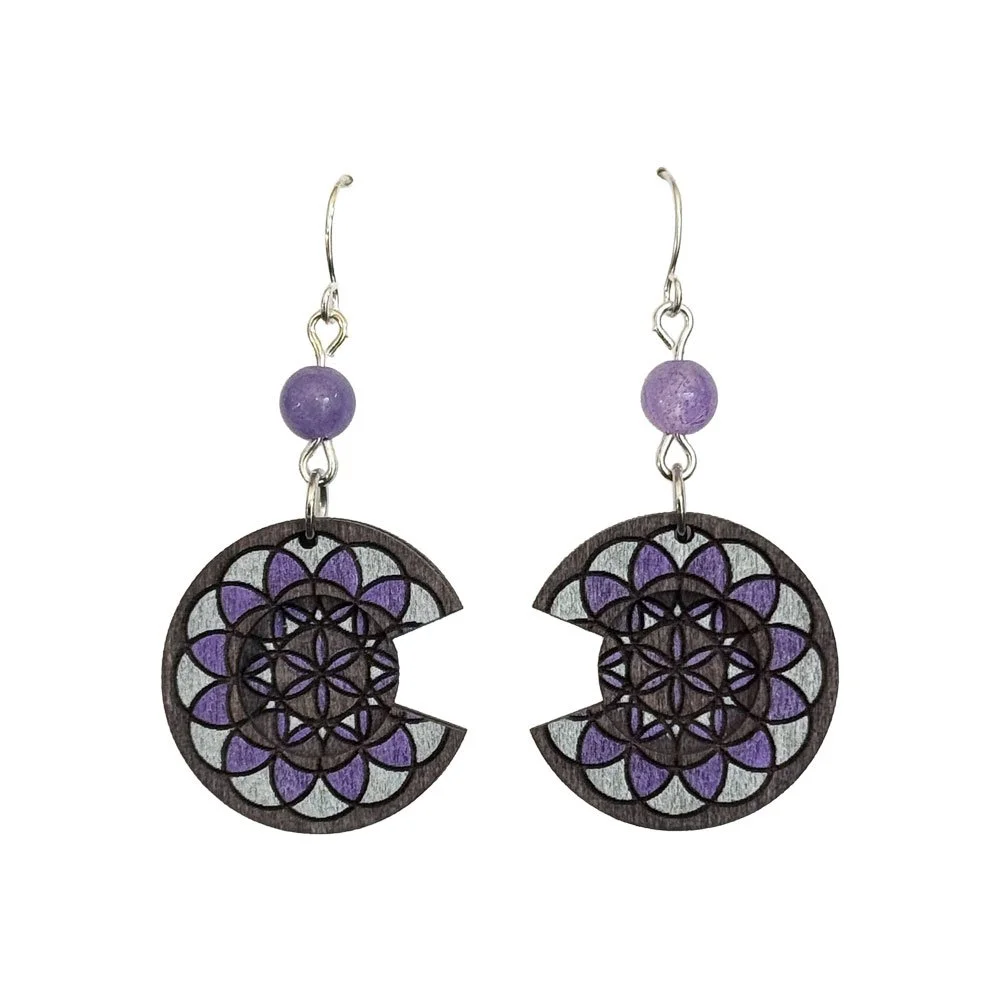 Violet Stone Mandala Earrings