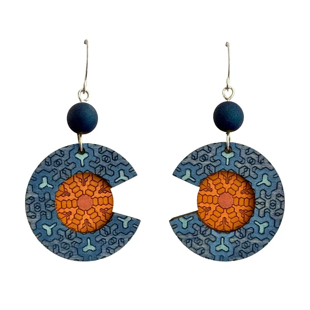 Orange/Blue Sacred Geometry Earrings