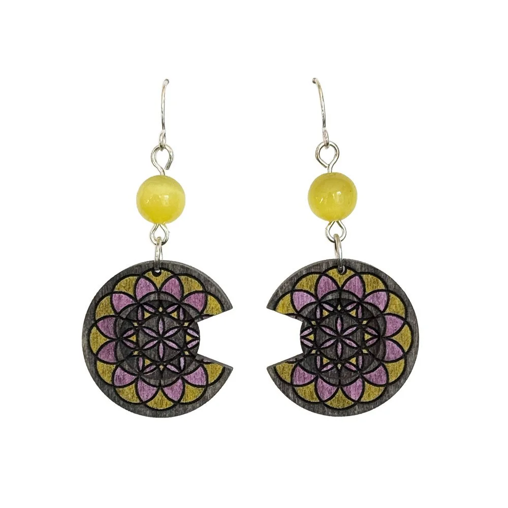 Golden Rose Mandala Earrings