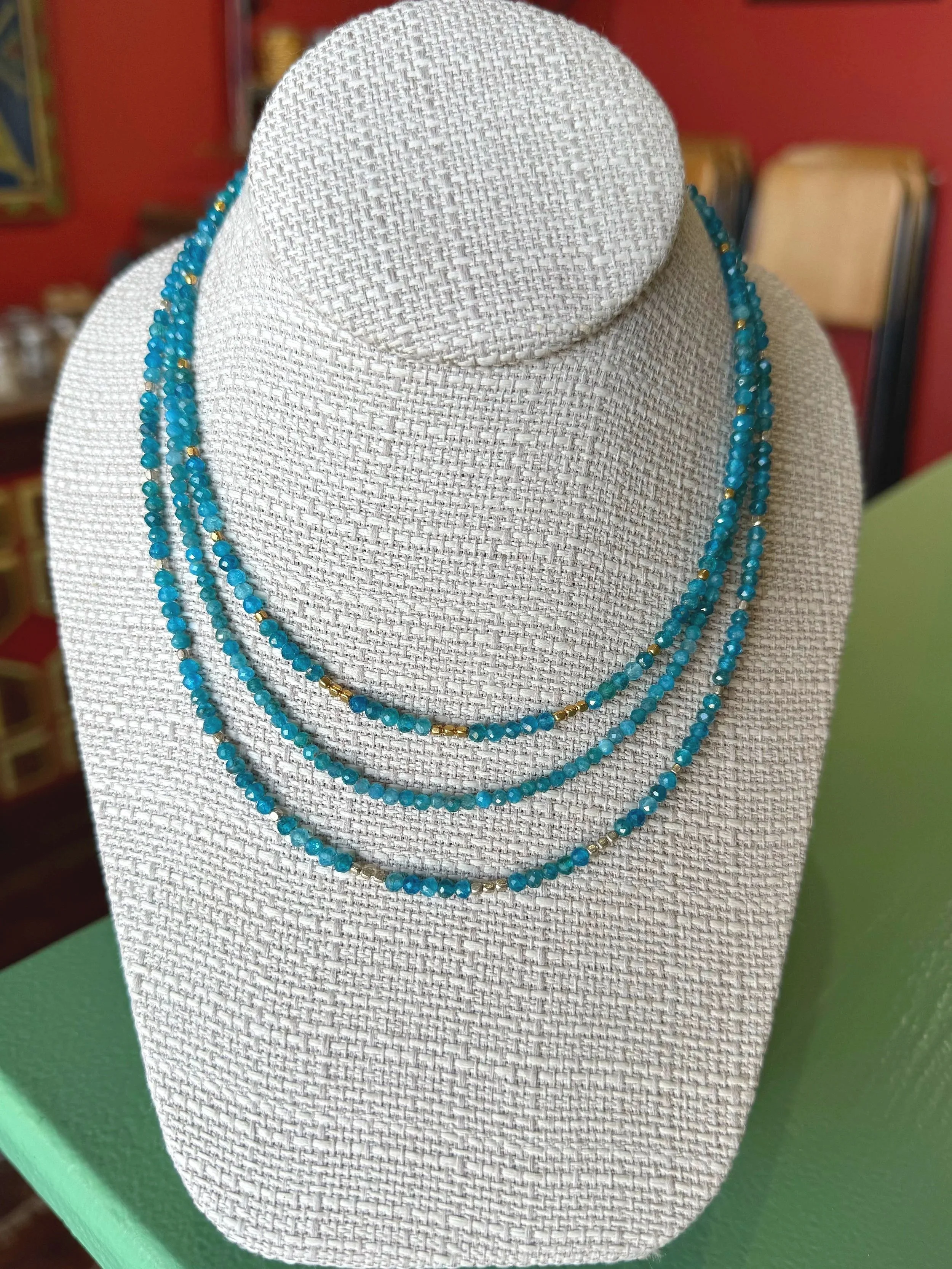 Blue Apatite stacker necklaces