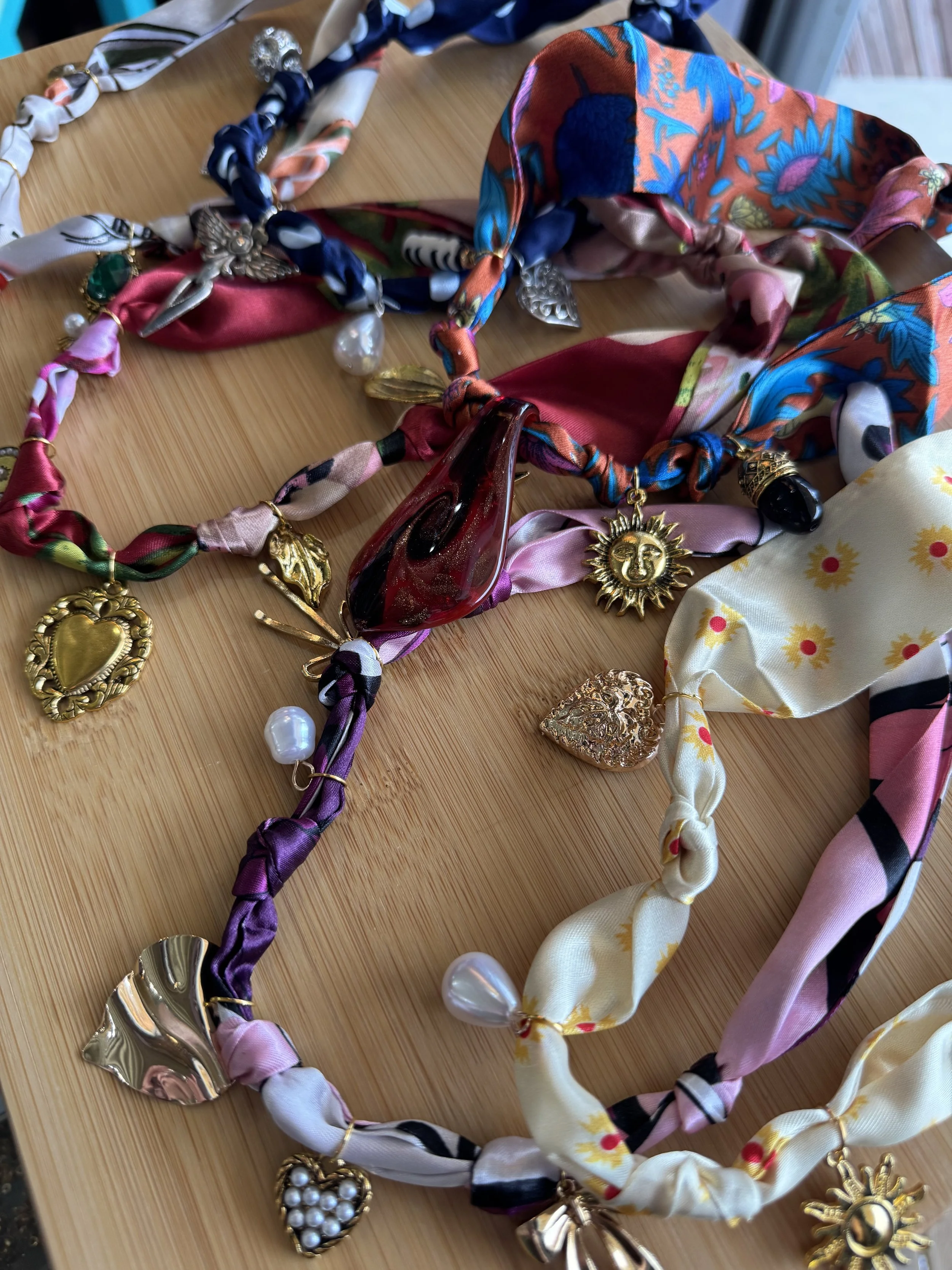 Satin Bandana Scarf Charm Necklace