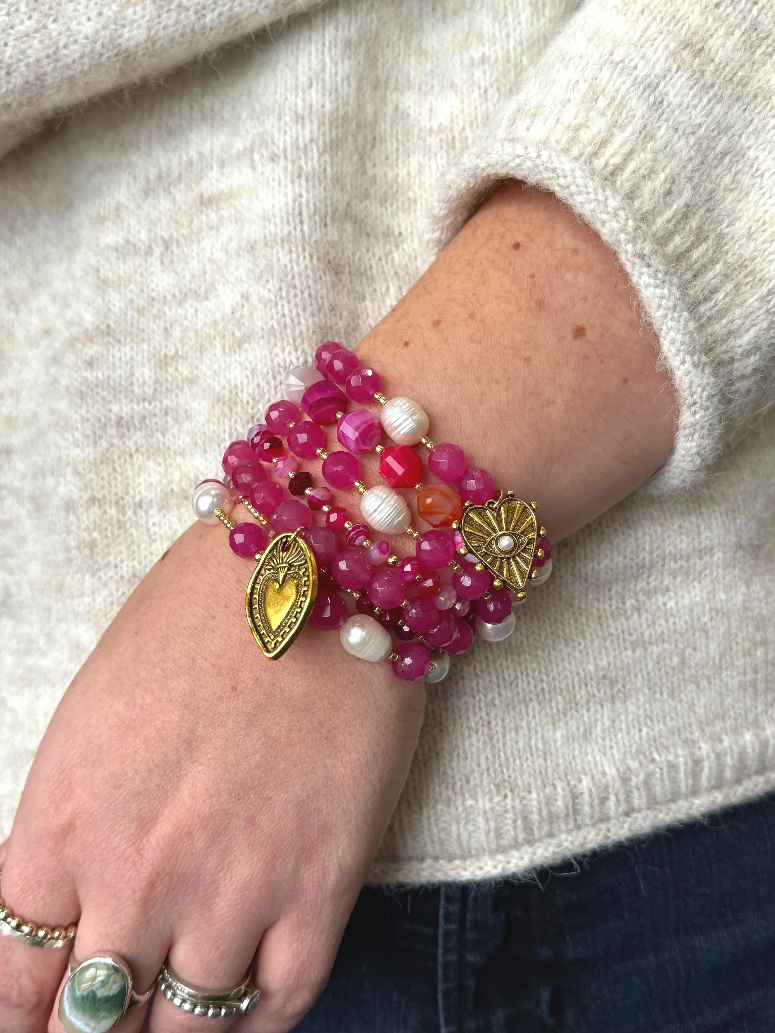 Valentines stacking bracelets