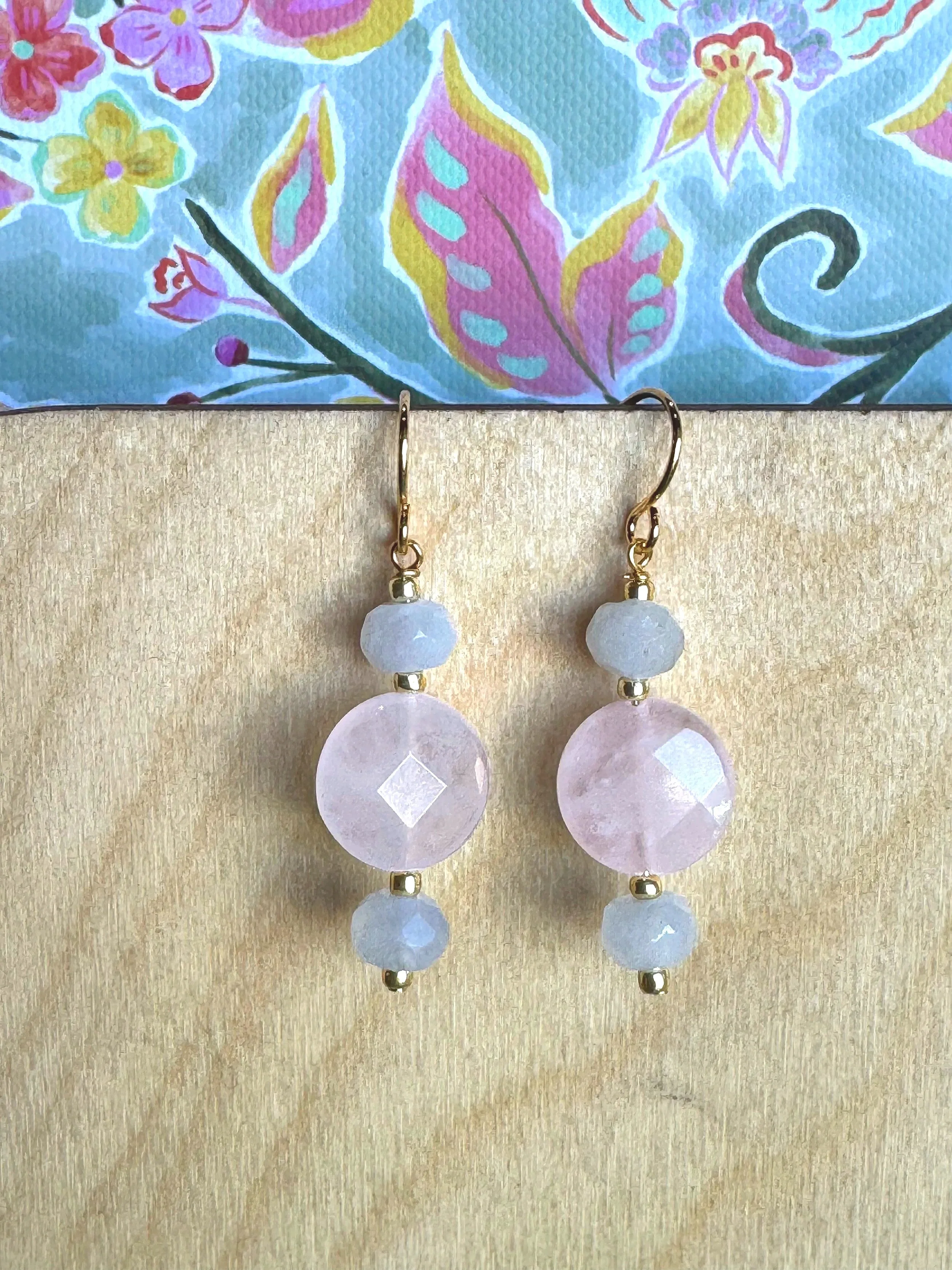 Rose Quartz & Moonstone Earrings