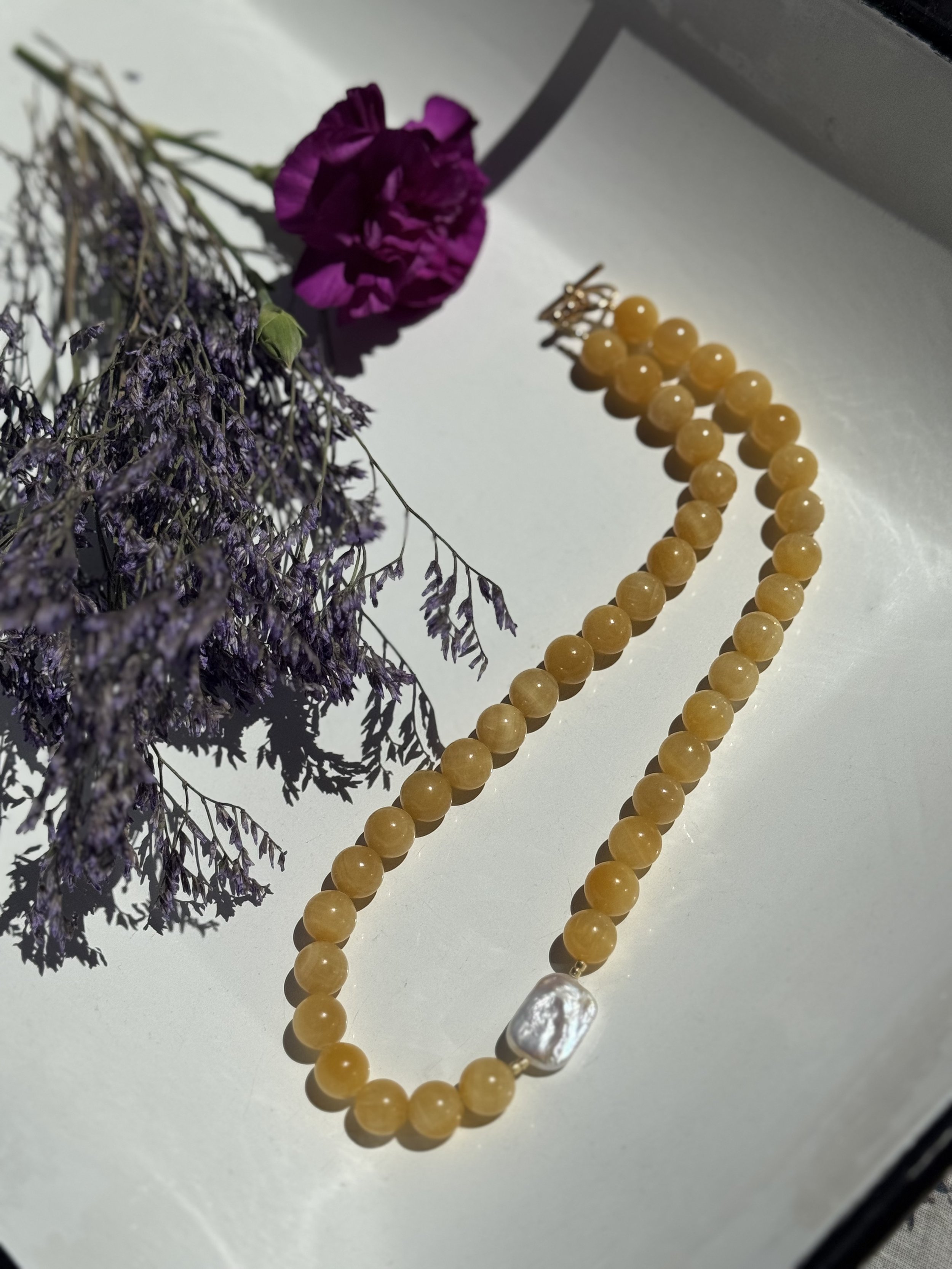 Dose of Dopamine - Honey Calcite with Pearl