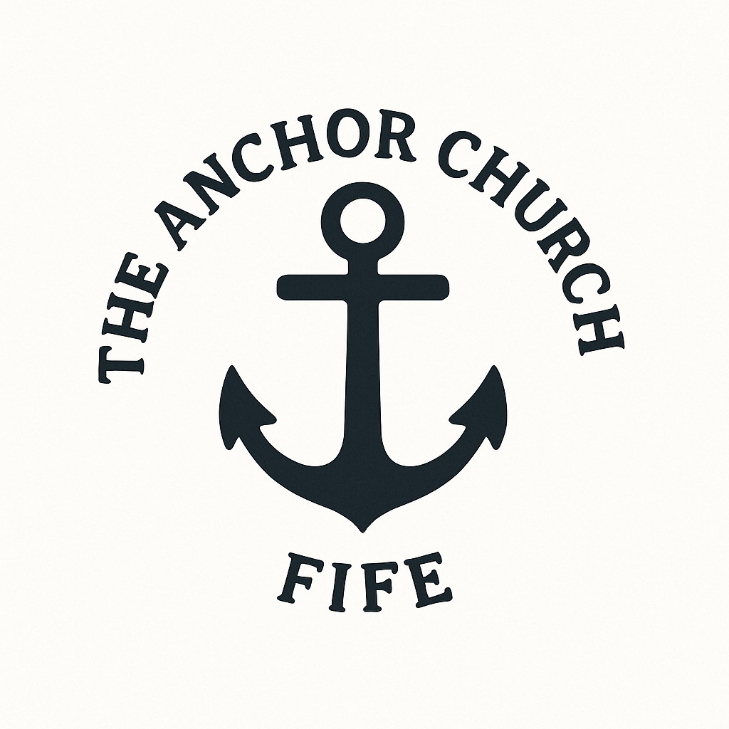A black anchor with the text 'The Anchor Church Fife' arranged around it in a circular pattern.