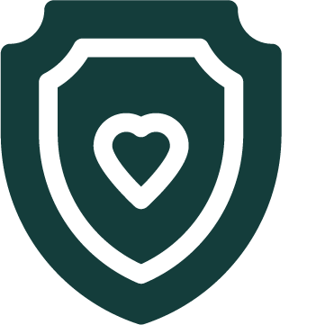 Icon of a shield with a small heart in the center
