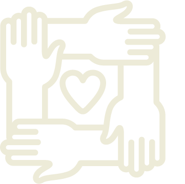 Icon of four interlocking hands around a heart