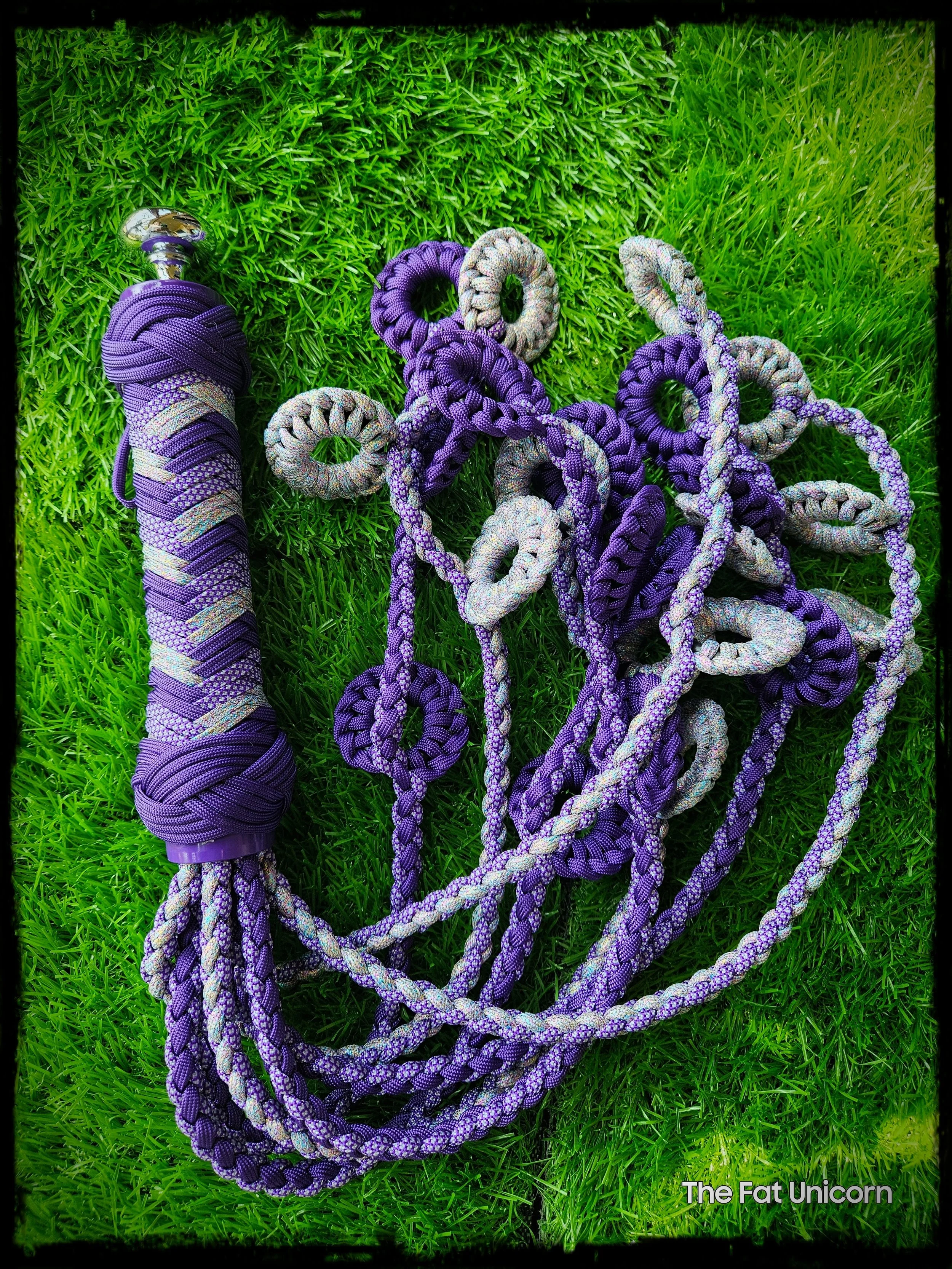 Purple and white impact toy.