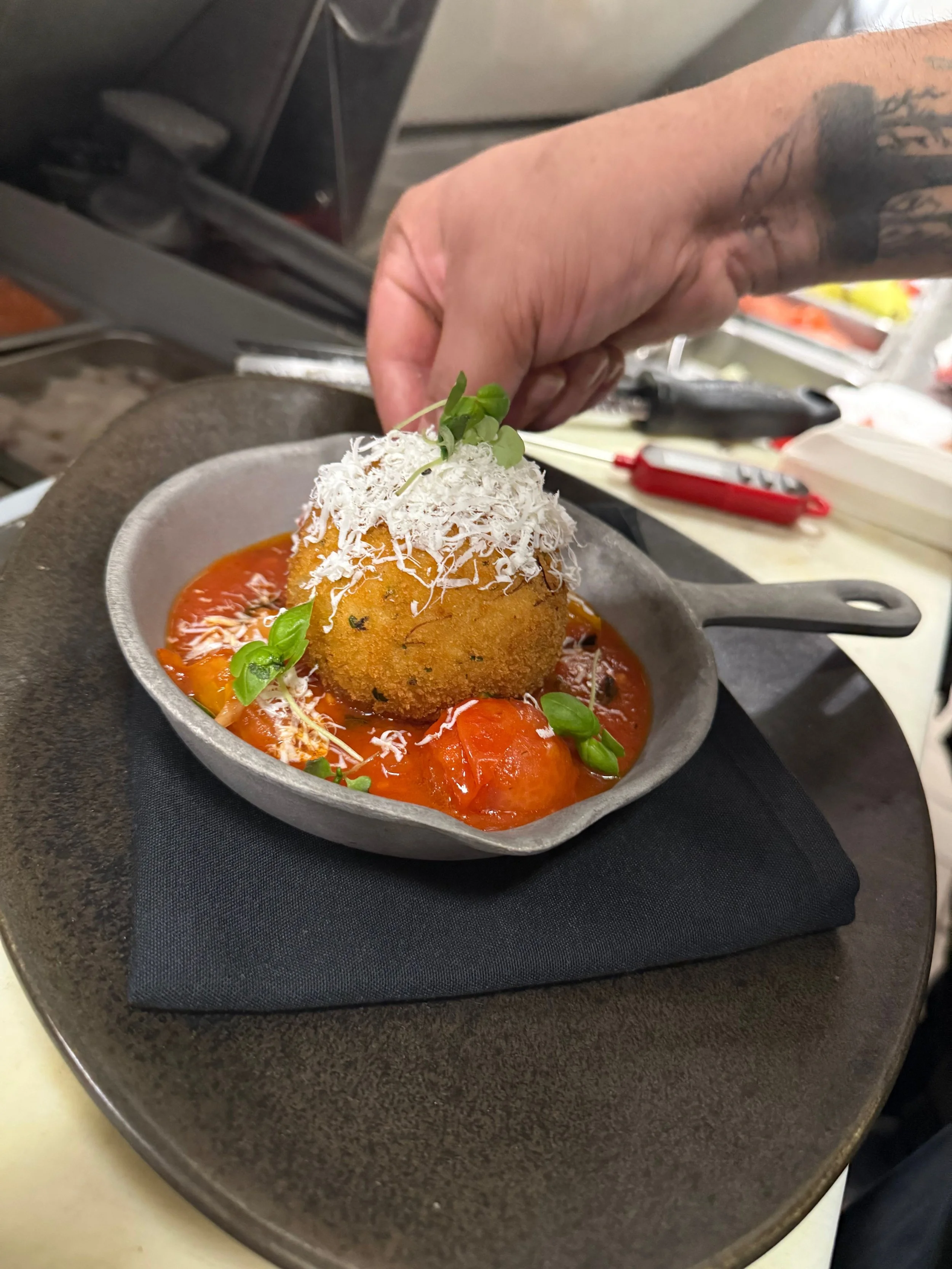 Crispy Burrata w/ Heirloom Tomato Ragu