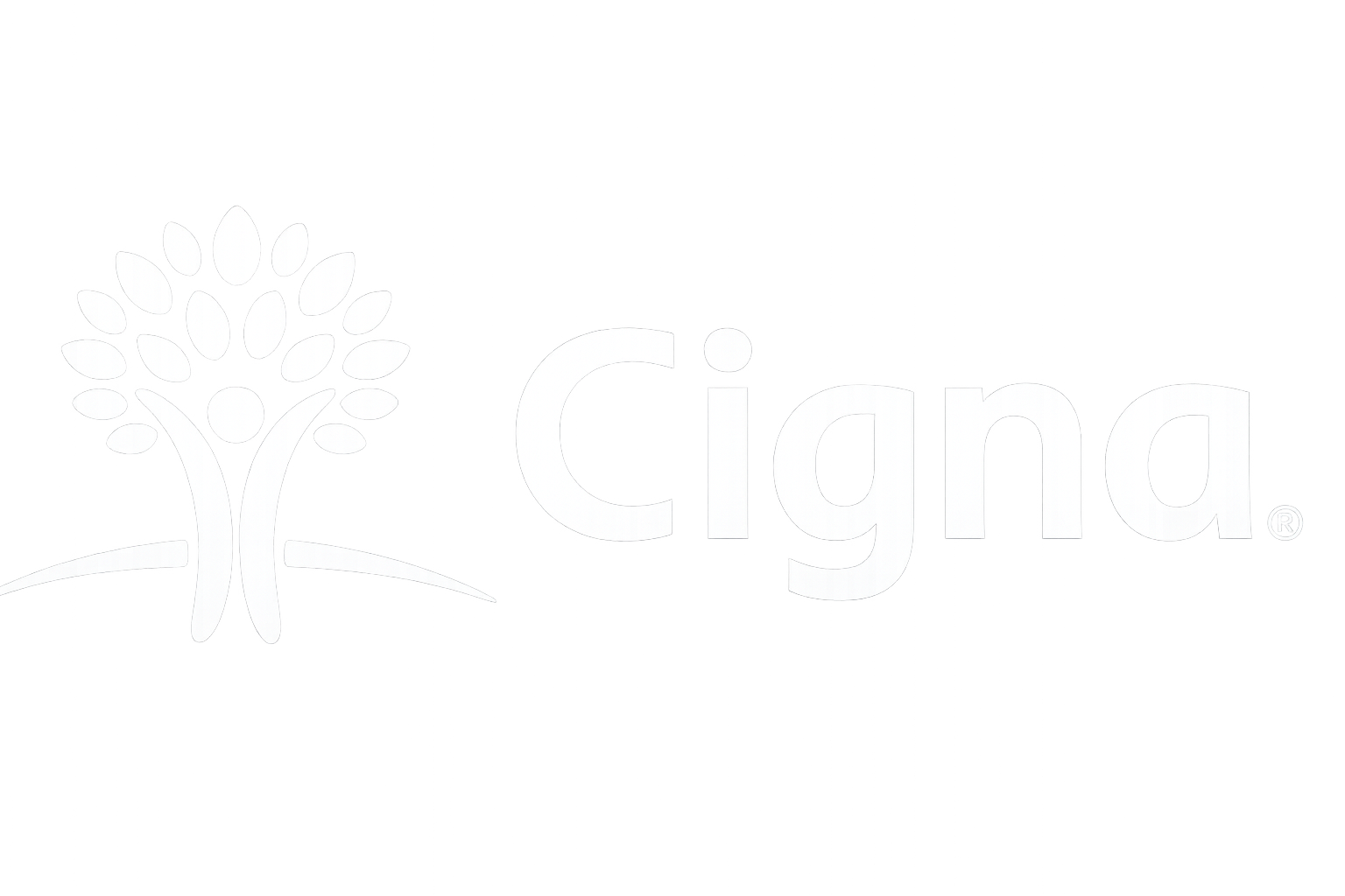 Logo with a stylized tree and the word 'Cigna' next to it