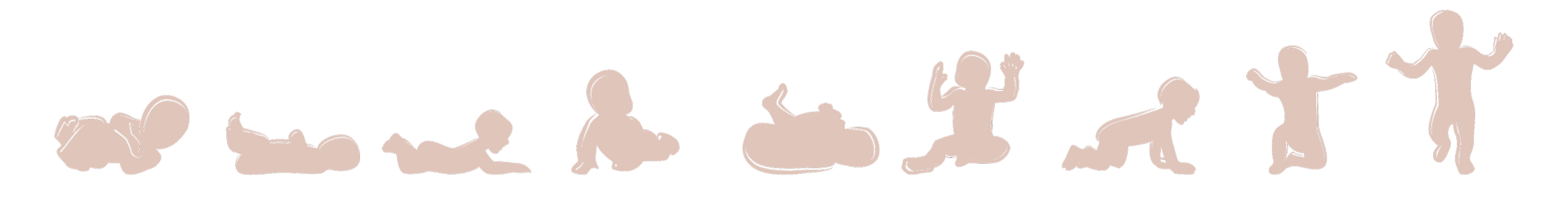 Silhouettes of babies in different crawling and sitting positions.