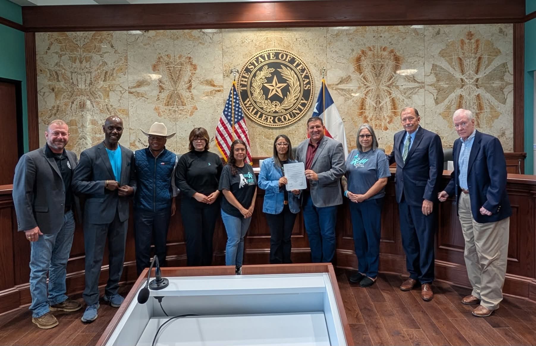 To mark the beginning of SAAM, we were honored to appear before the Waller County Commissioner's Court. The court recognized and issued a Proclamation designating April as Sexual Assault Awareness Month. Thank you Waller County!
#SAAPM2026 #turntexas