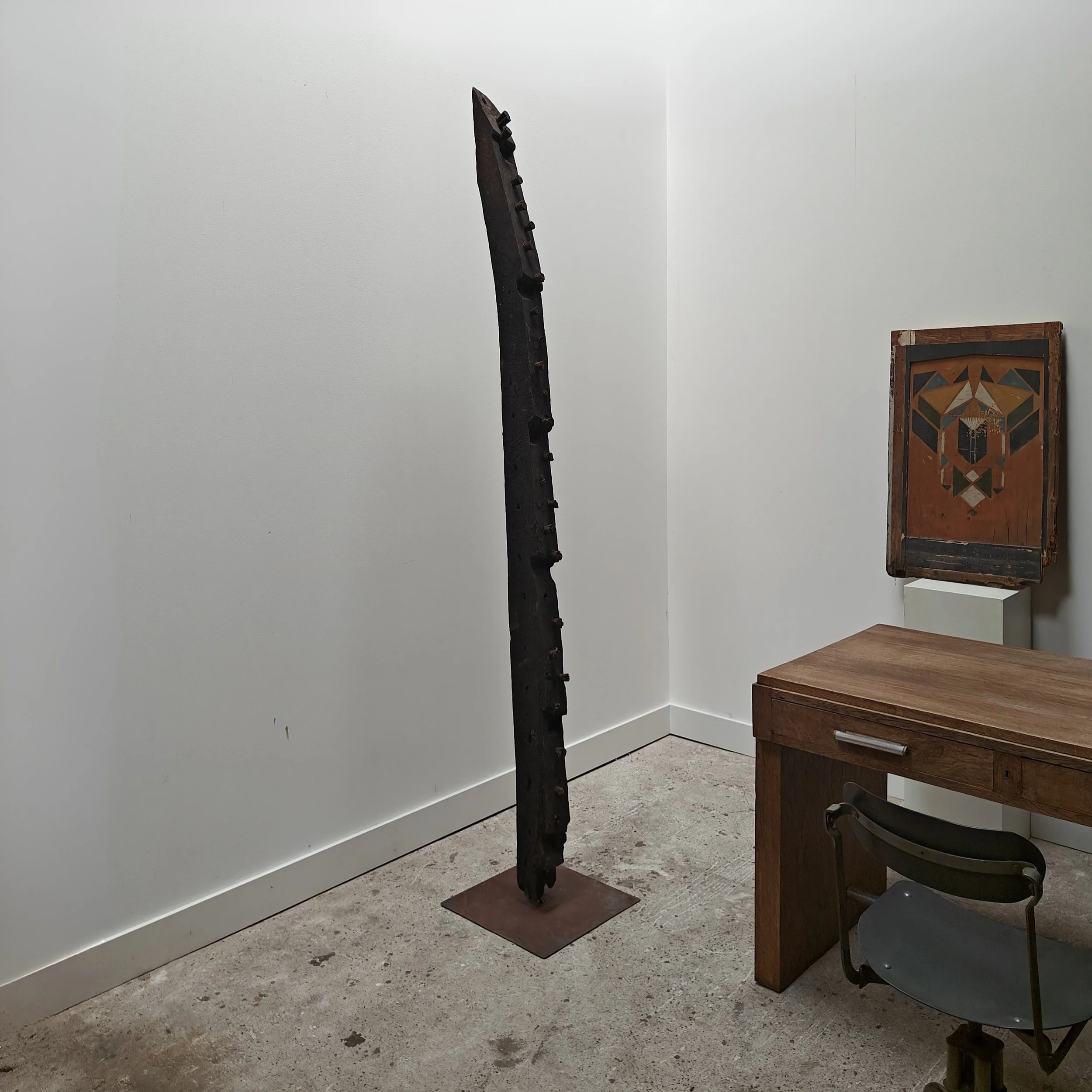 Sculpural beam from 1800s, 2.20m long on metal stand 23.jpg