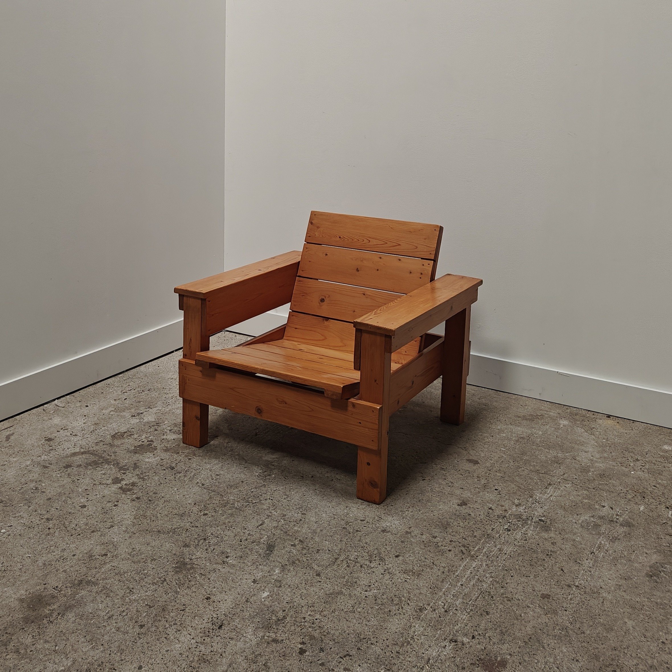 Pine crate like armchair