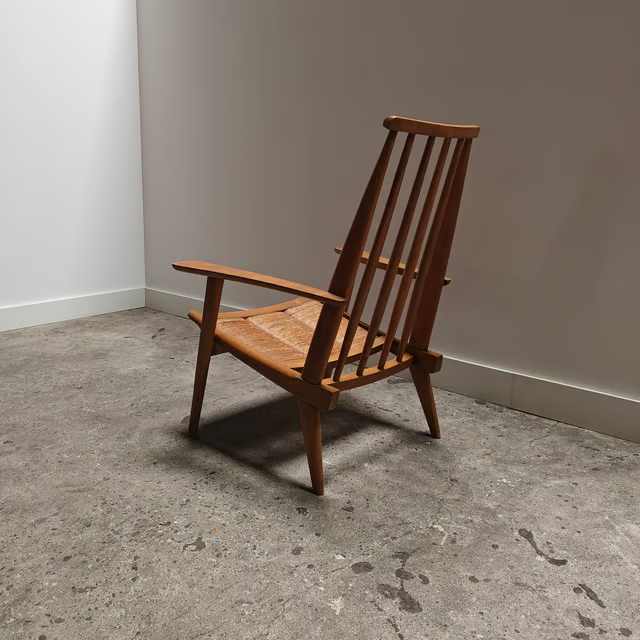 French 1950s rush armchair
