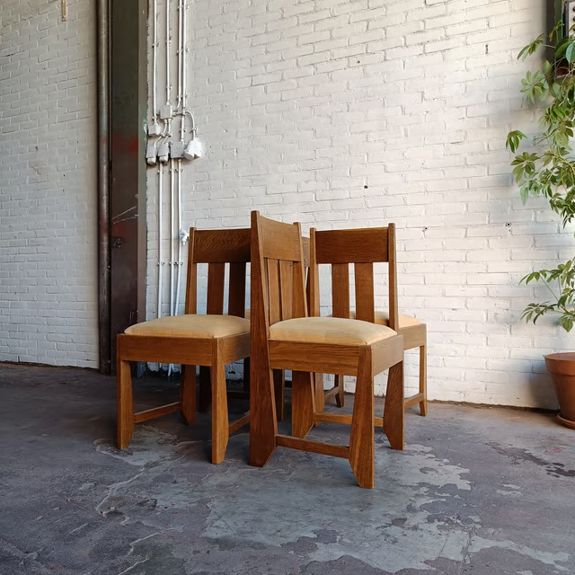 Pair of four Haagse school chairs