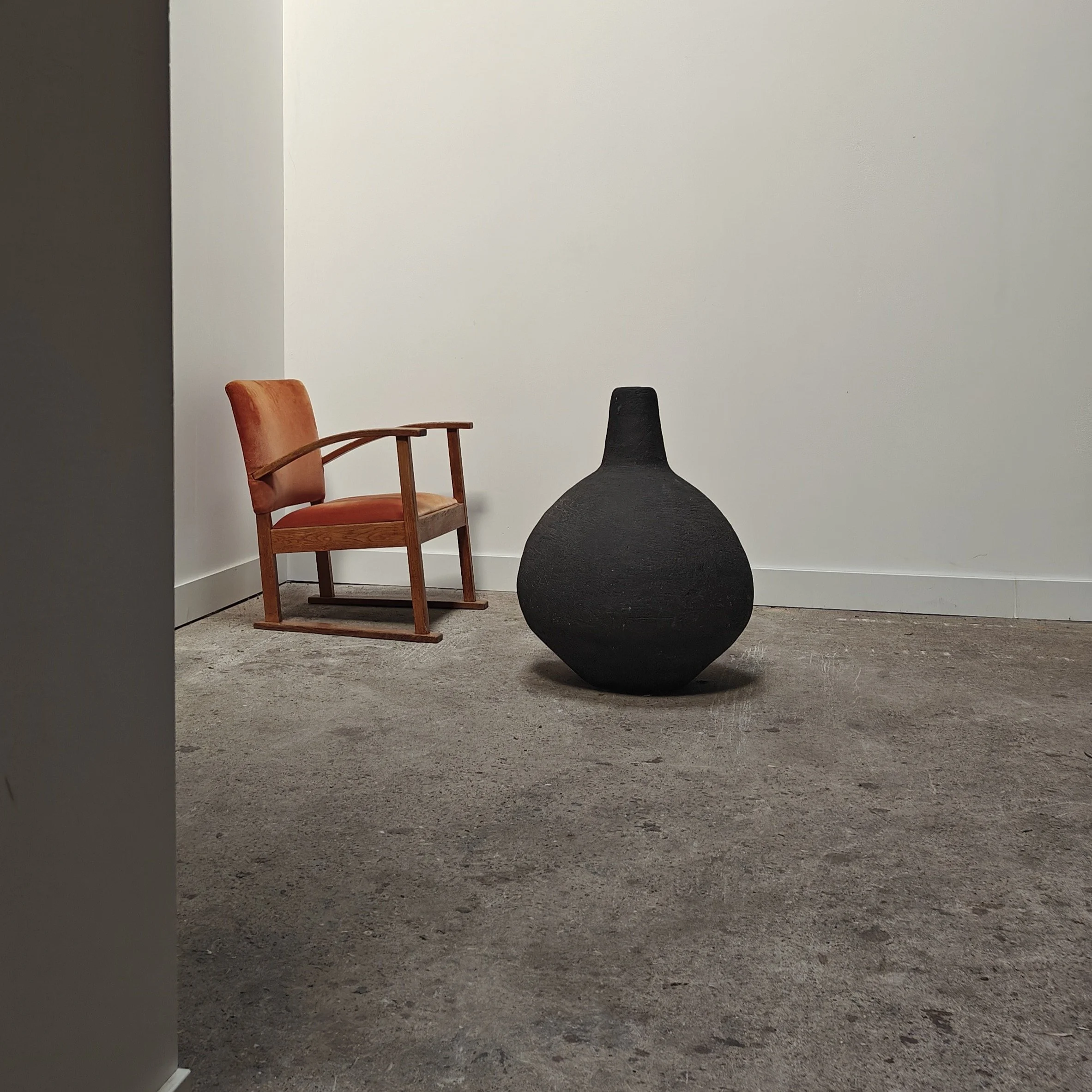 An exceptionally large studio made earthenware vase