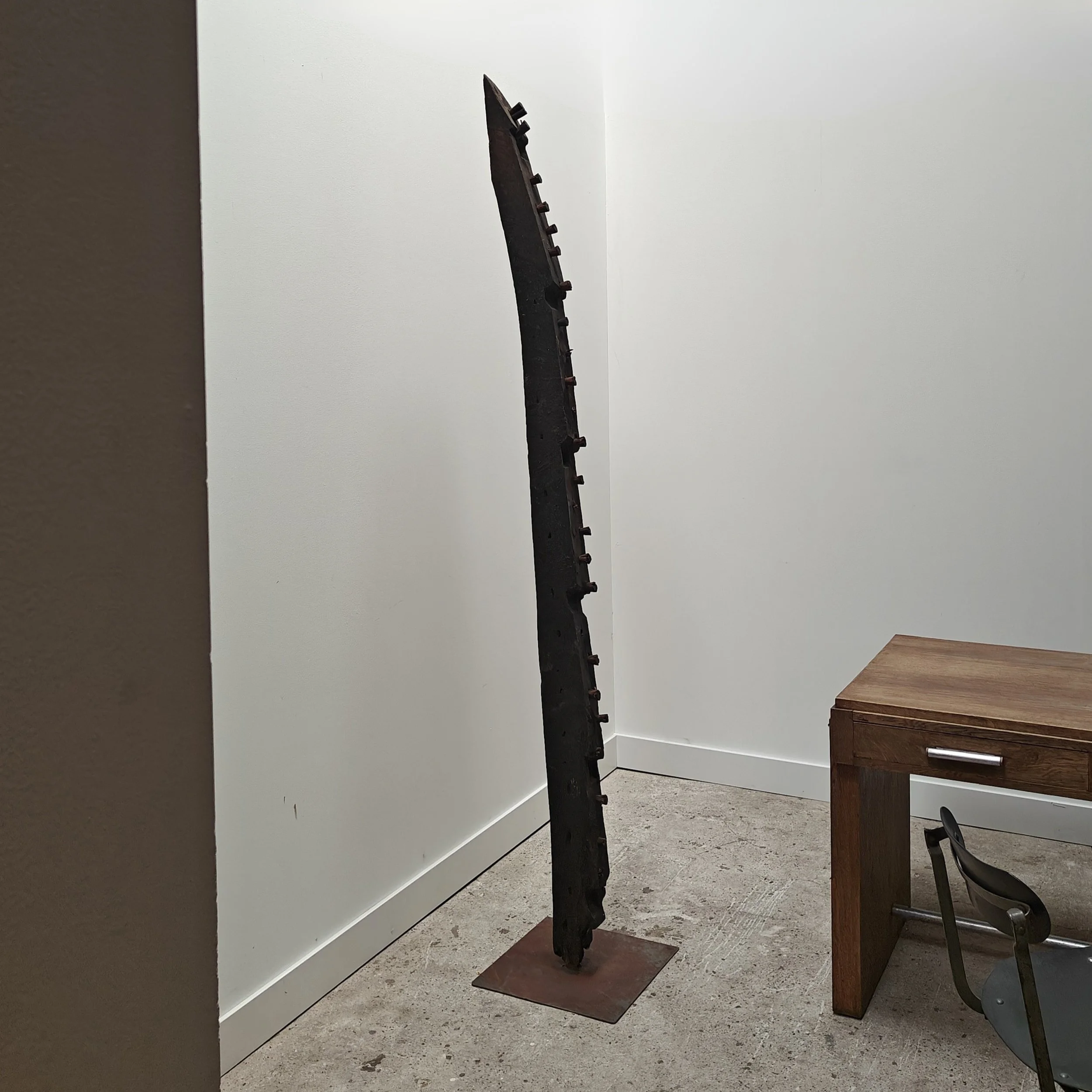 Sculpural beam from 1800s, 2.20m long on metal stand 21.jpg