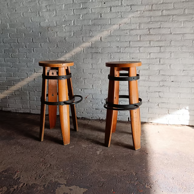 Barrel barstools 1970s, set of two