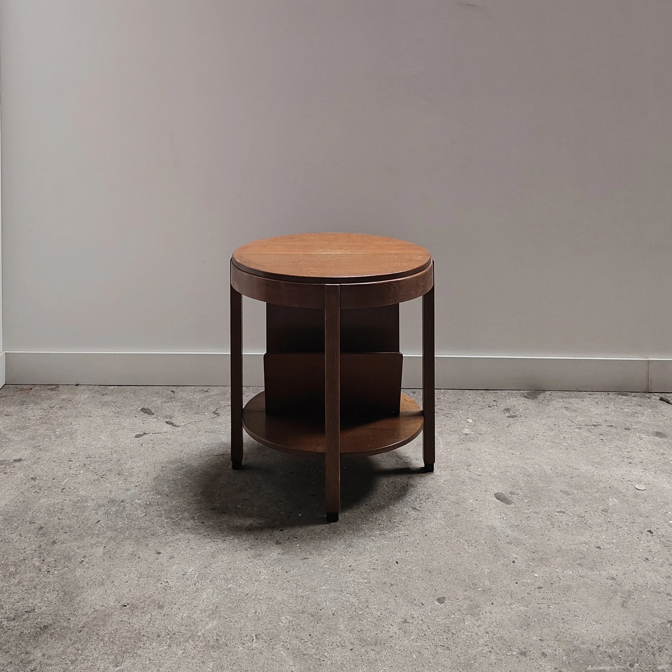 Round AmsterdamSchool sidetable with magazine rack 5.jpg