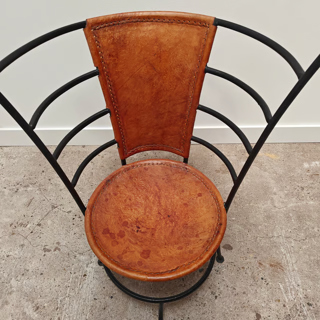 Decorative steel and leather chair from the 1990s 5.png
