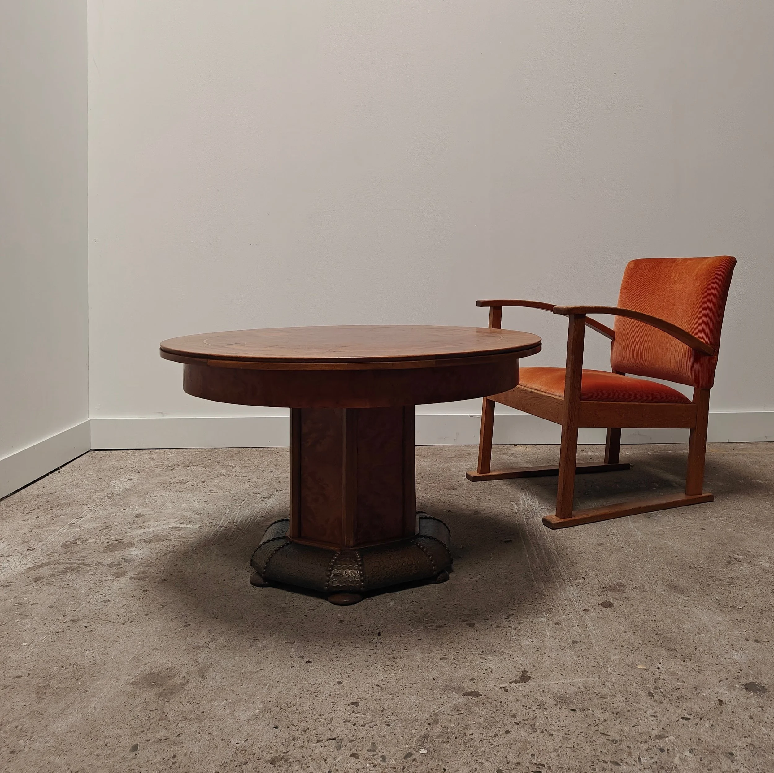 Amsterdamse School side table with hammered copper base 5.jpg