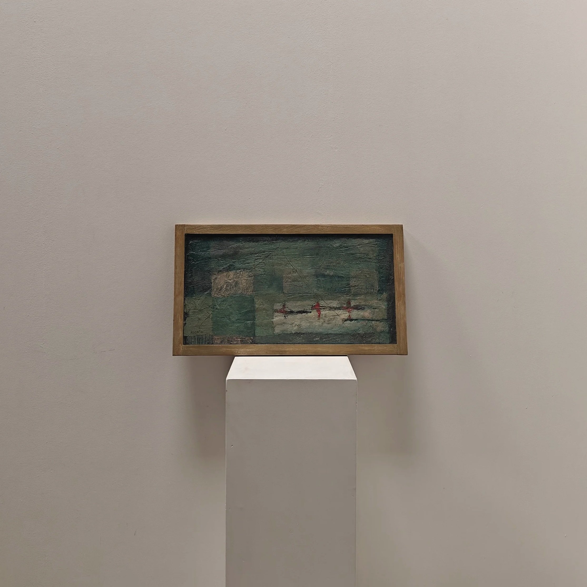 Painting on panel 'bleu cubes' 1981