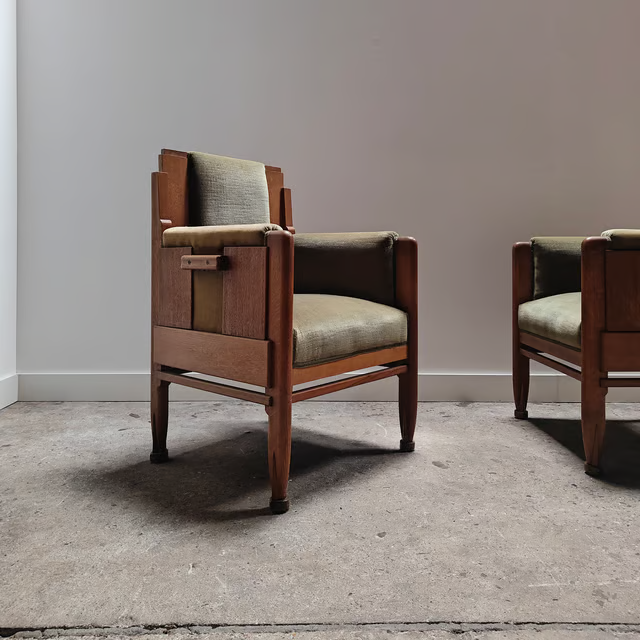 Stately architectural Amsterdam school armchairs 6.png