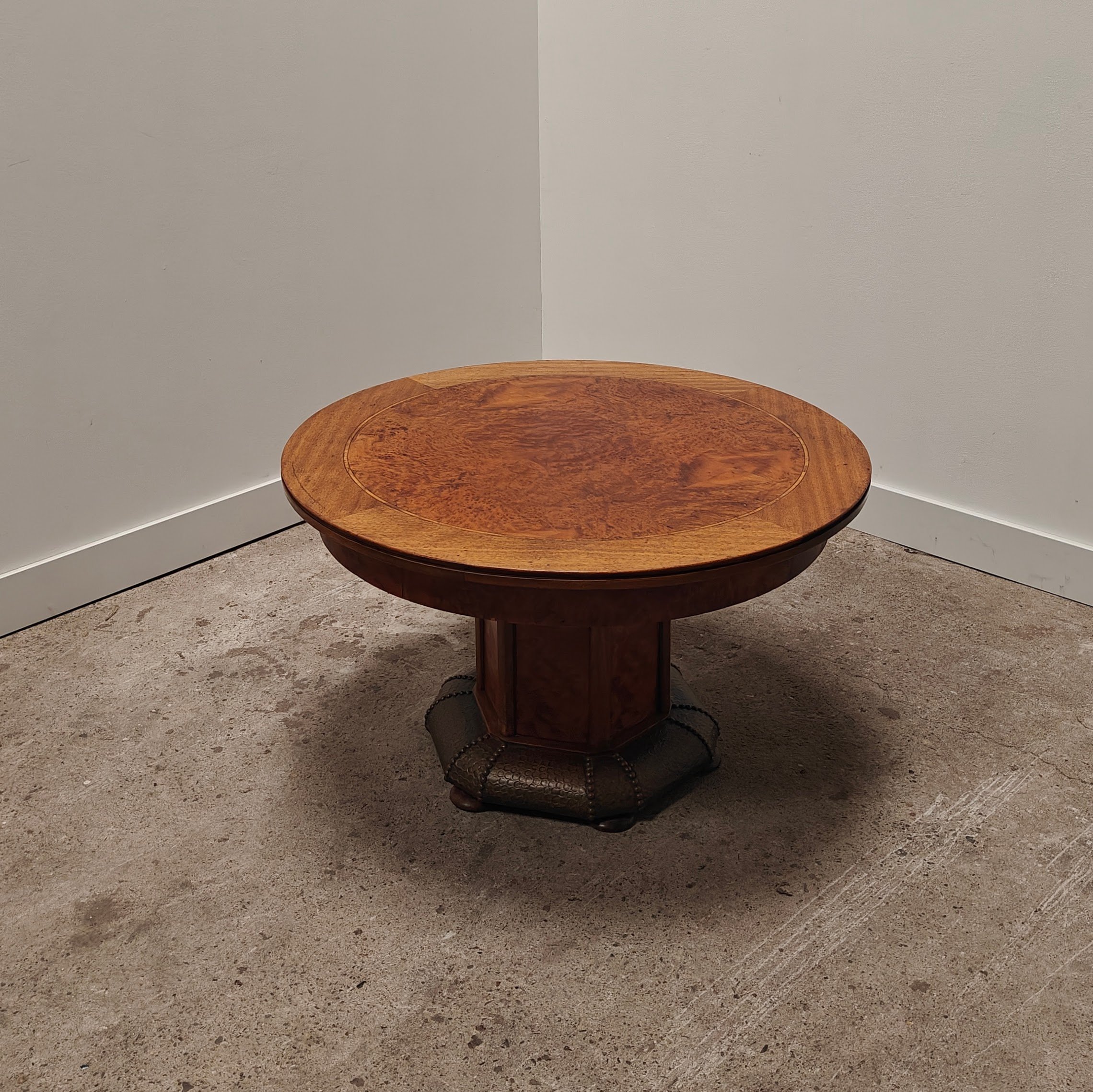 Amsterdamse School side table with hammered copper base 3.jpg