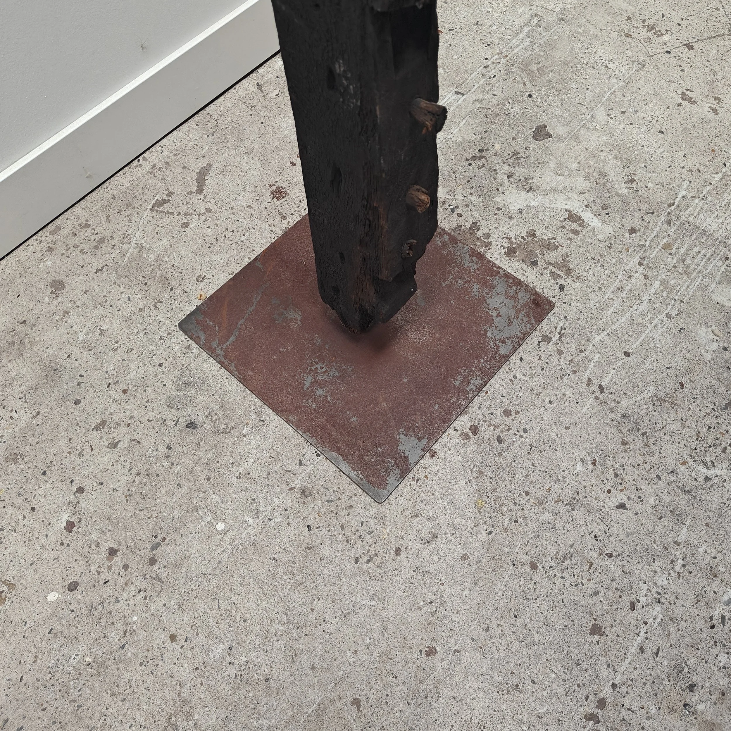 Sculpural beam from 1800s, 2.20m long on metal stand 1.jpg