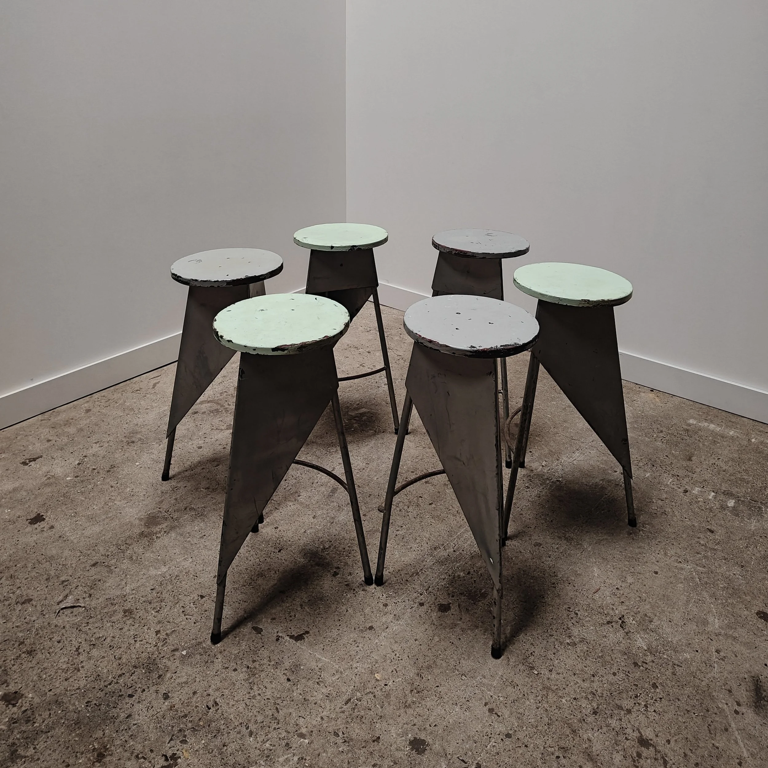 Set of six modernist metal stools from France 1960s 4.jpg