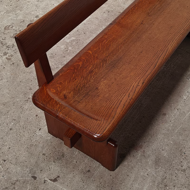 Antique oak bench in a subtle Amsterdam school style 7.png