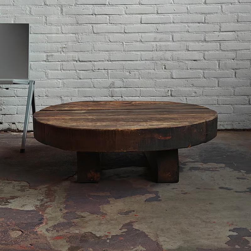 Solid oak round coffee table 5.png