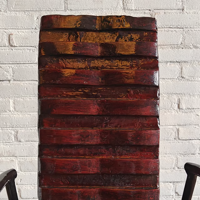 Studio made fiberglass sculptural chair, front close view