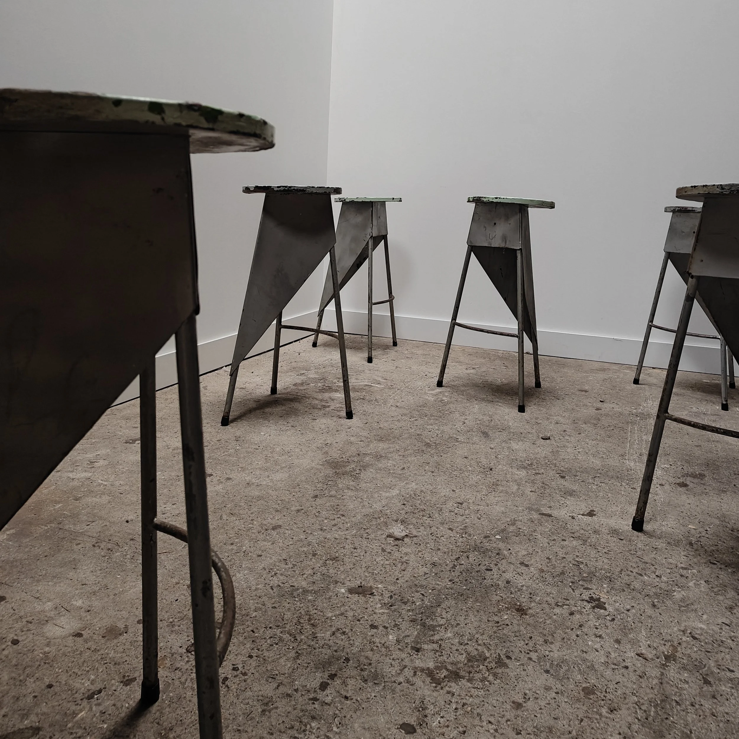 Set of six modernist metal stools from France 1960s 2.jpg