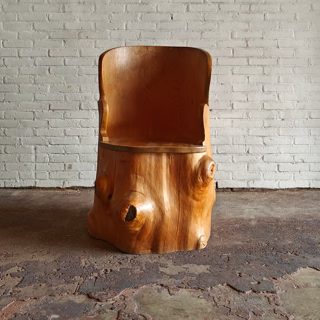Large old tree trunk chair natural with knots 1.png