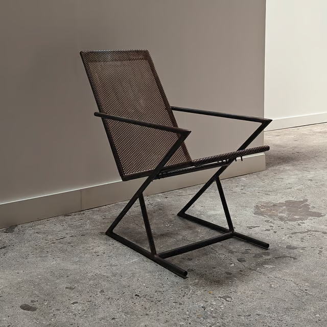 Studio made perforated zigzag armchair