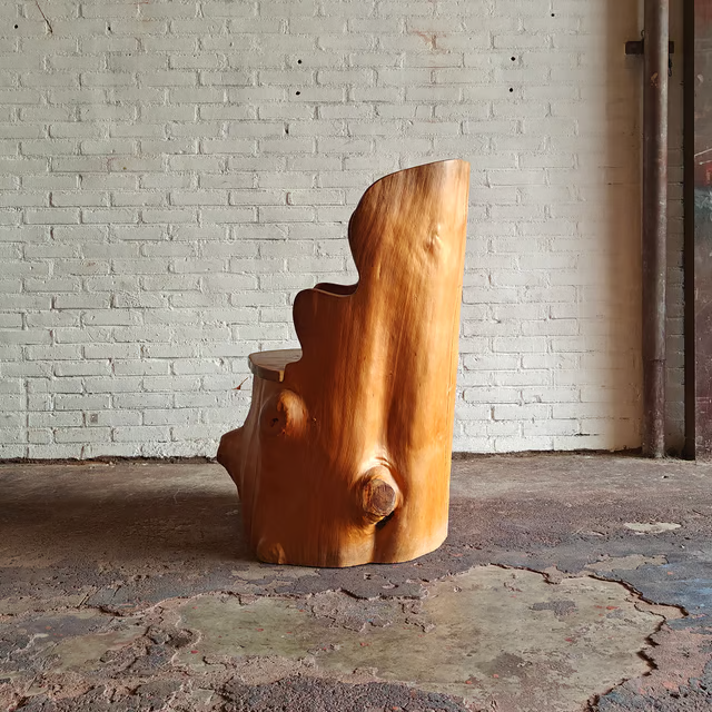 Large old tree trunk chair natural with knots 7.png