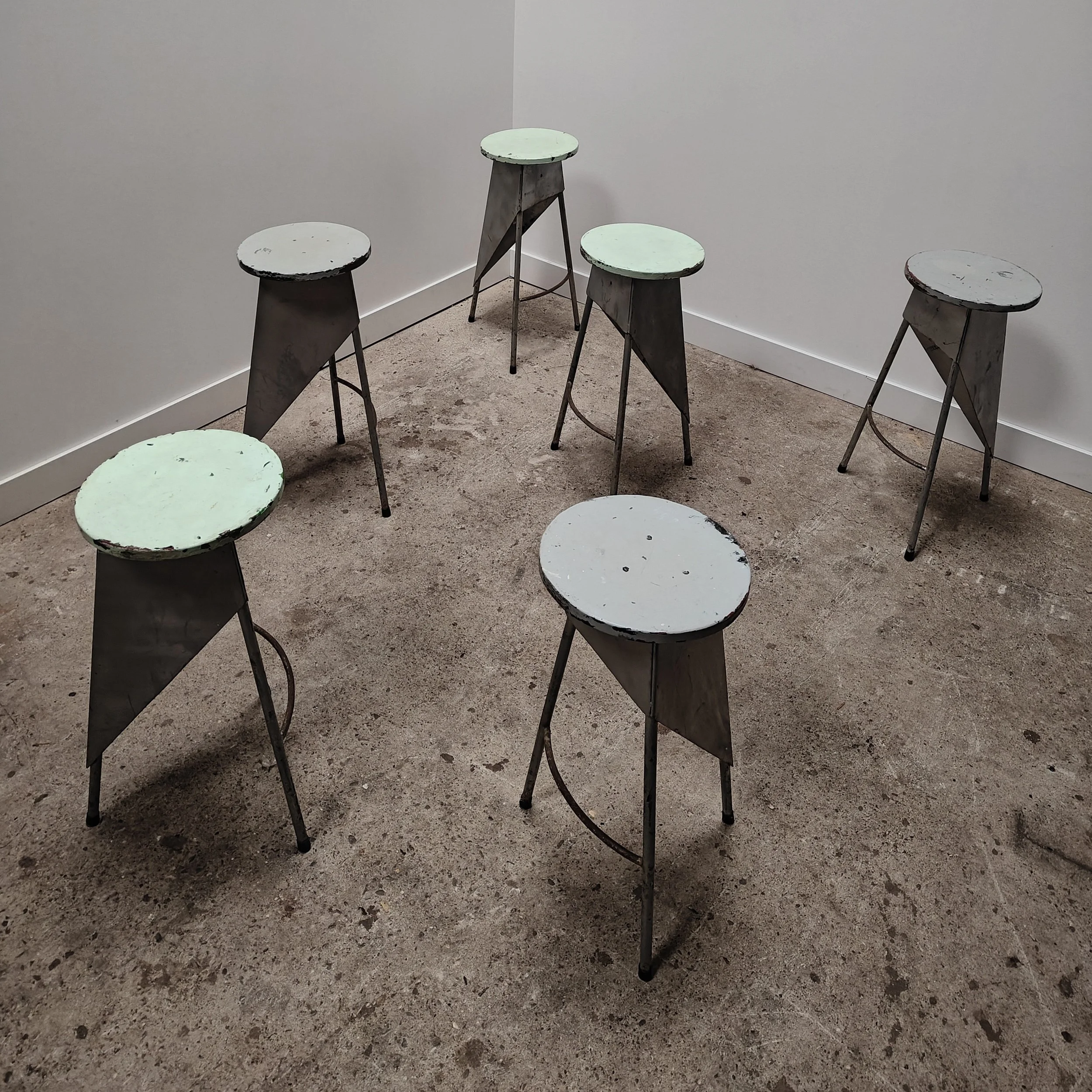 Set of six modernist metal stools from France 1960s 3.jpg