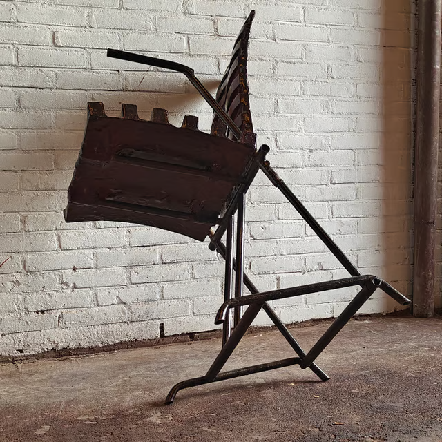 Studio made fiberglass sculptural chair, tilted view