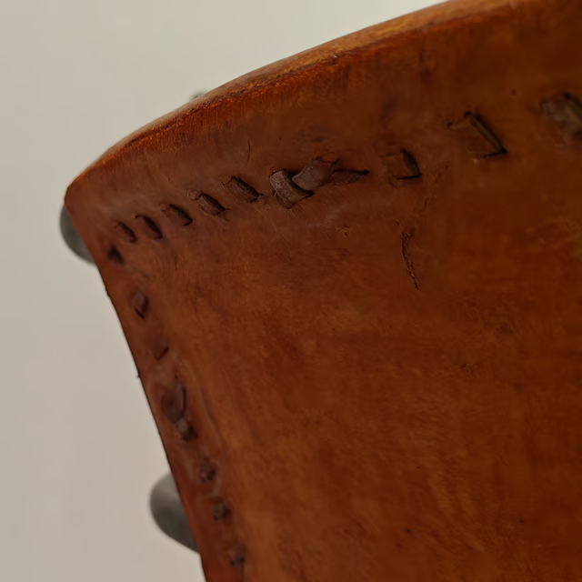 Decorative steel and leather chair from the 1990s 7.png