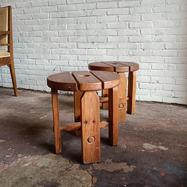 Scandinavian 1970s pine stools