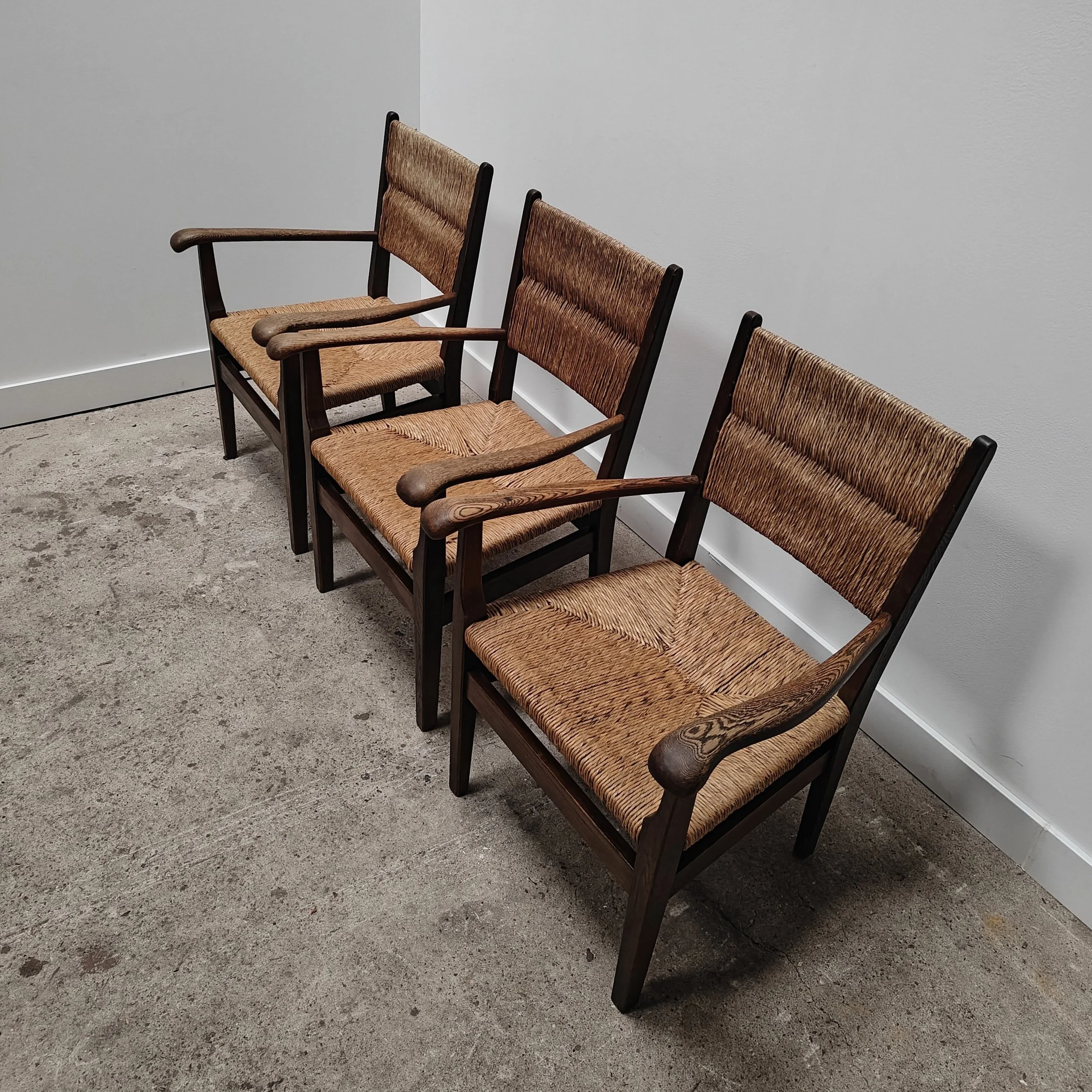 French rustic rush armchairs set of 3 7.jpg