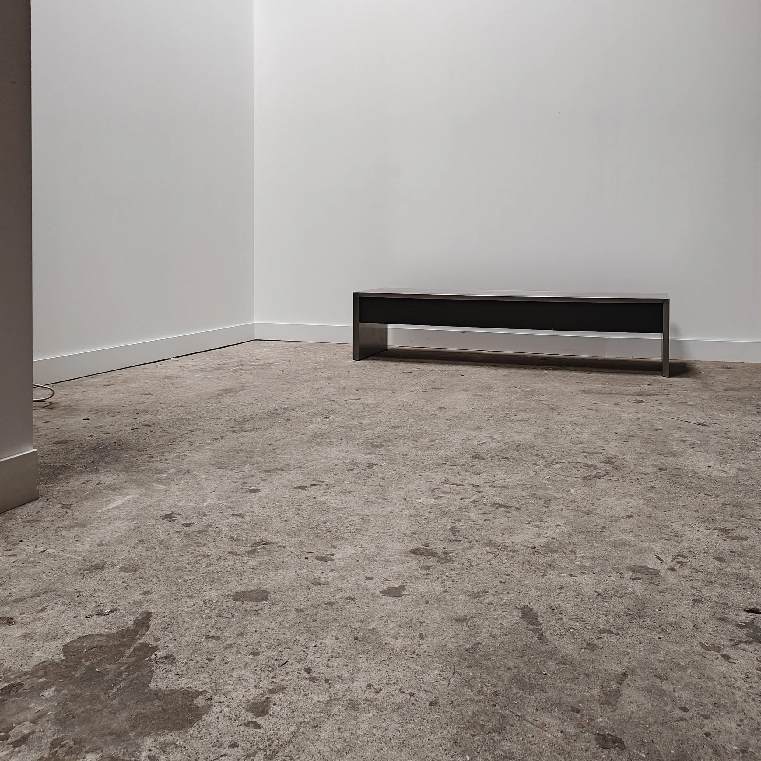 1990s stainless steel design console with black drawers 10.jpg