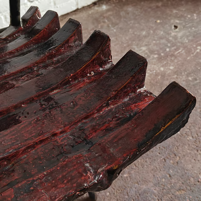 Studio made fiberglass sculptural chair, seat view